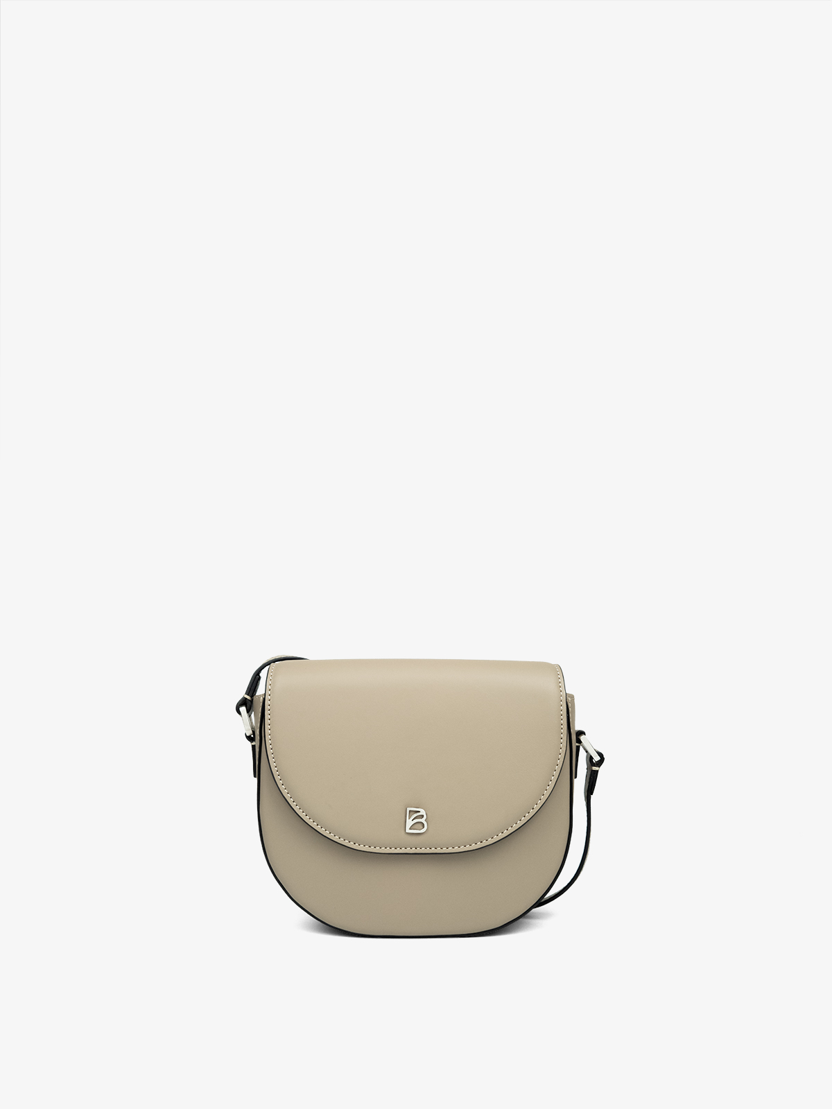 Cartera de autor argentina Bonatina, modelo Emma, tamaño mini, color visón, vista de frente