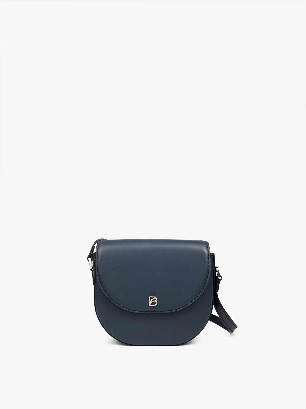 Cartera de cuero de calidad Bonatina, modelo Emma, tamaño pequeño, color azul, vista de frente