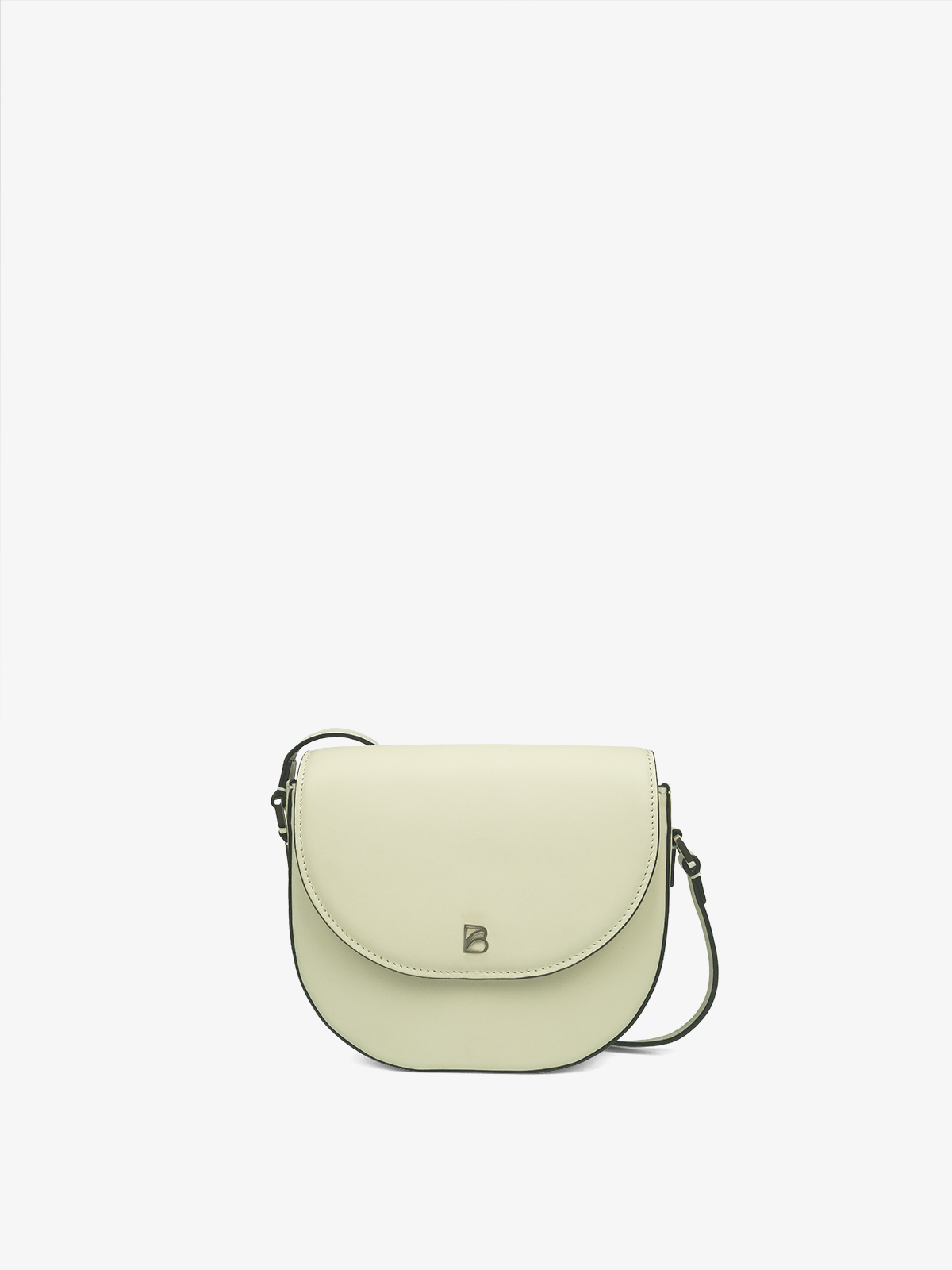 Cartera de cuero argentino Bonatina, modelo Emma, tamaño mini, color tiza, vista de frente