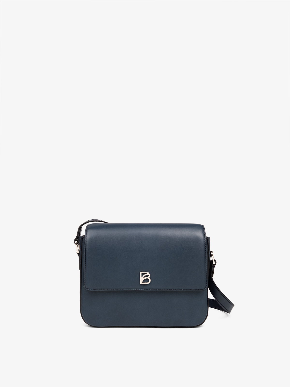 Cartera de cuero argentino Bonatina, modelo Martina, tamaño pequeño, color azul, vista frente