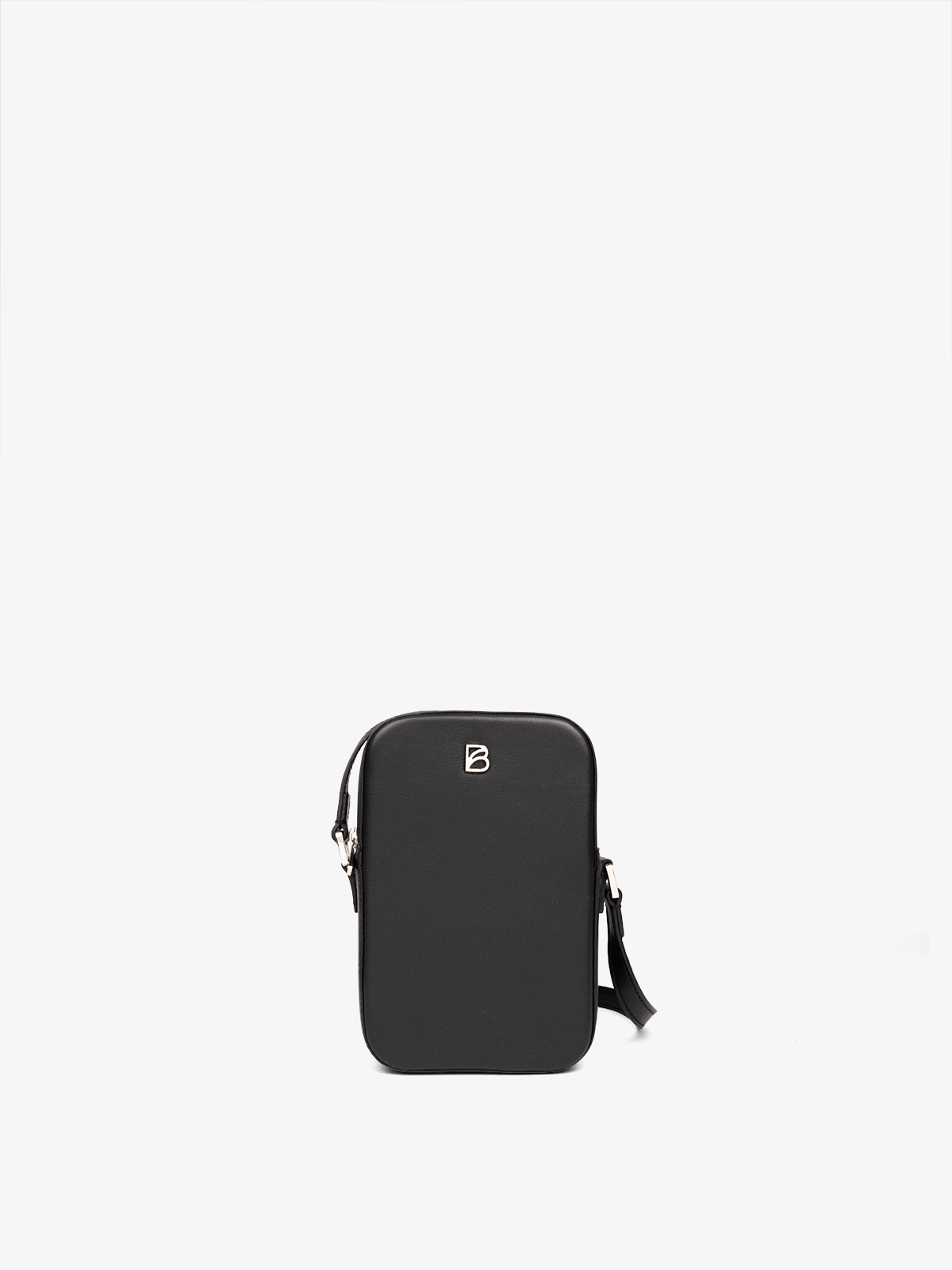 Cartera de cuero argentino Bonatina,modelo Paula,tamaño mini,color negro,vista de frente