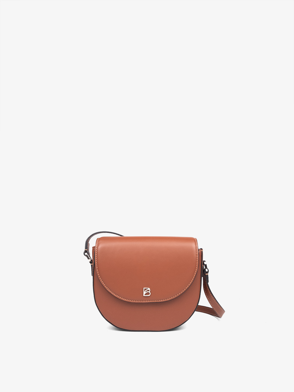 Cartera de cuero artesanal Bonatina, modelo Emma, tamaño mini, color suela, vista de frente