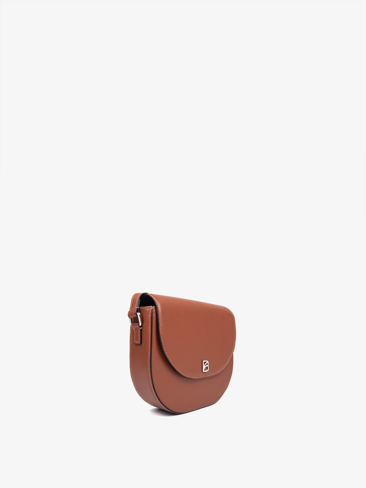 Cartera de cuero artesanal Bonatina, modelo Emma, tamaño mini, color suela, vista oblicuo