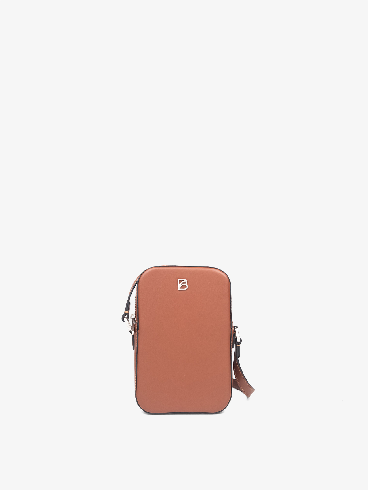 Cartera de cuero artesanal Bonatina,modelo Paula,tamaño mini,color suela,vista de frente