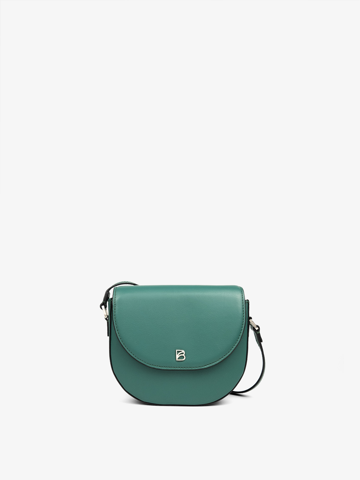 Cartera de cuero de calidad Bonatina, modelo Emma, tamaño mini, color verde, vista de frente