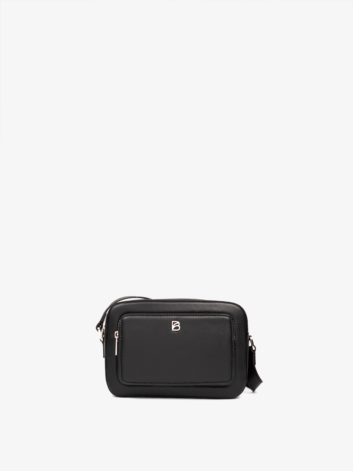 Cartera de cuero de calidad Bonatina, modelo Jana, tamaño pequeño, color negro, vista de frente