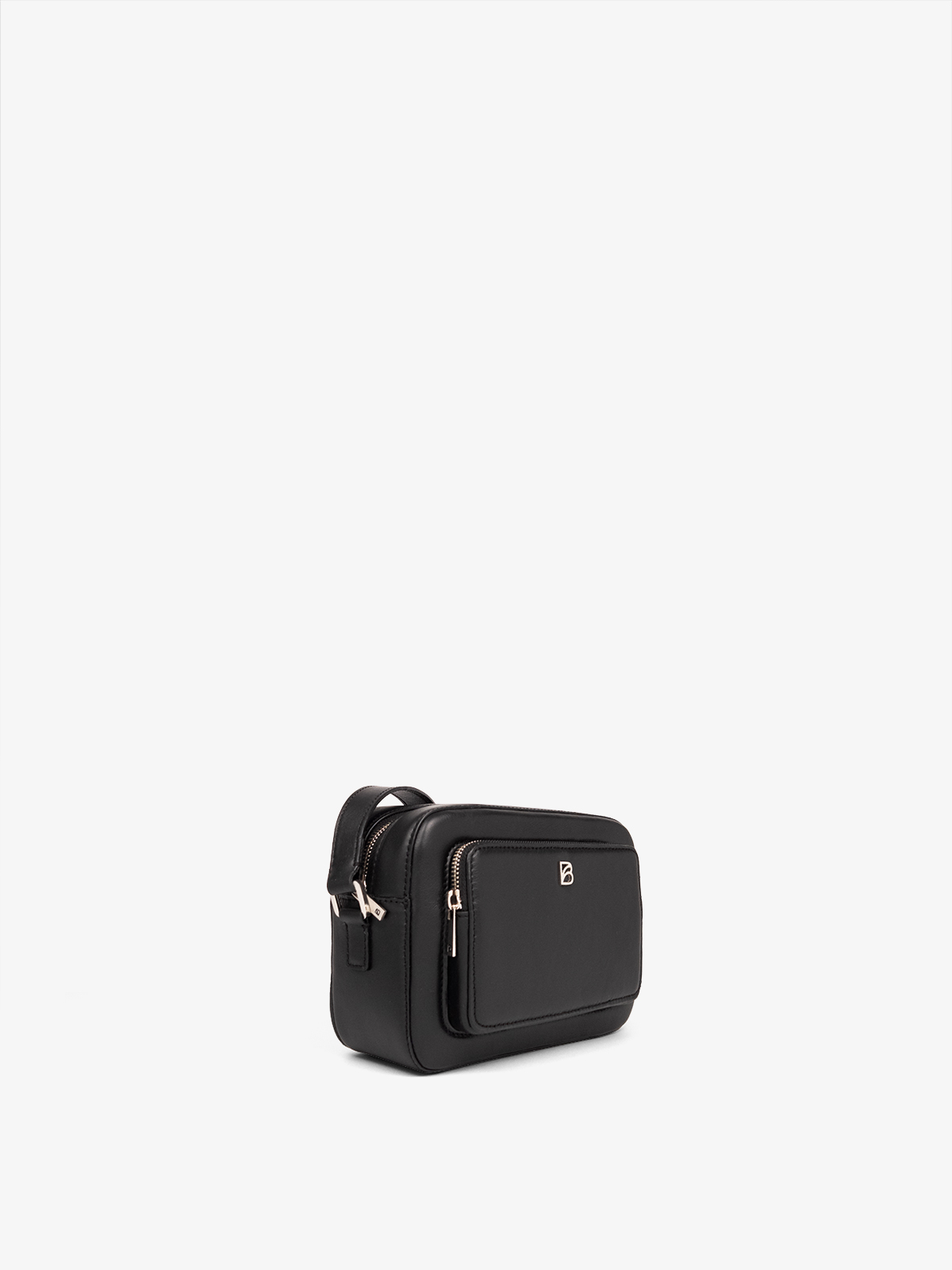 Cartera de cuero de calidad Bonatina, modelo Jana, tamaño pequeño, color negro, vista oblicuo