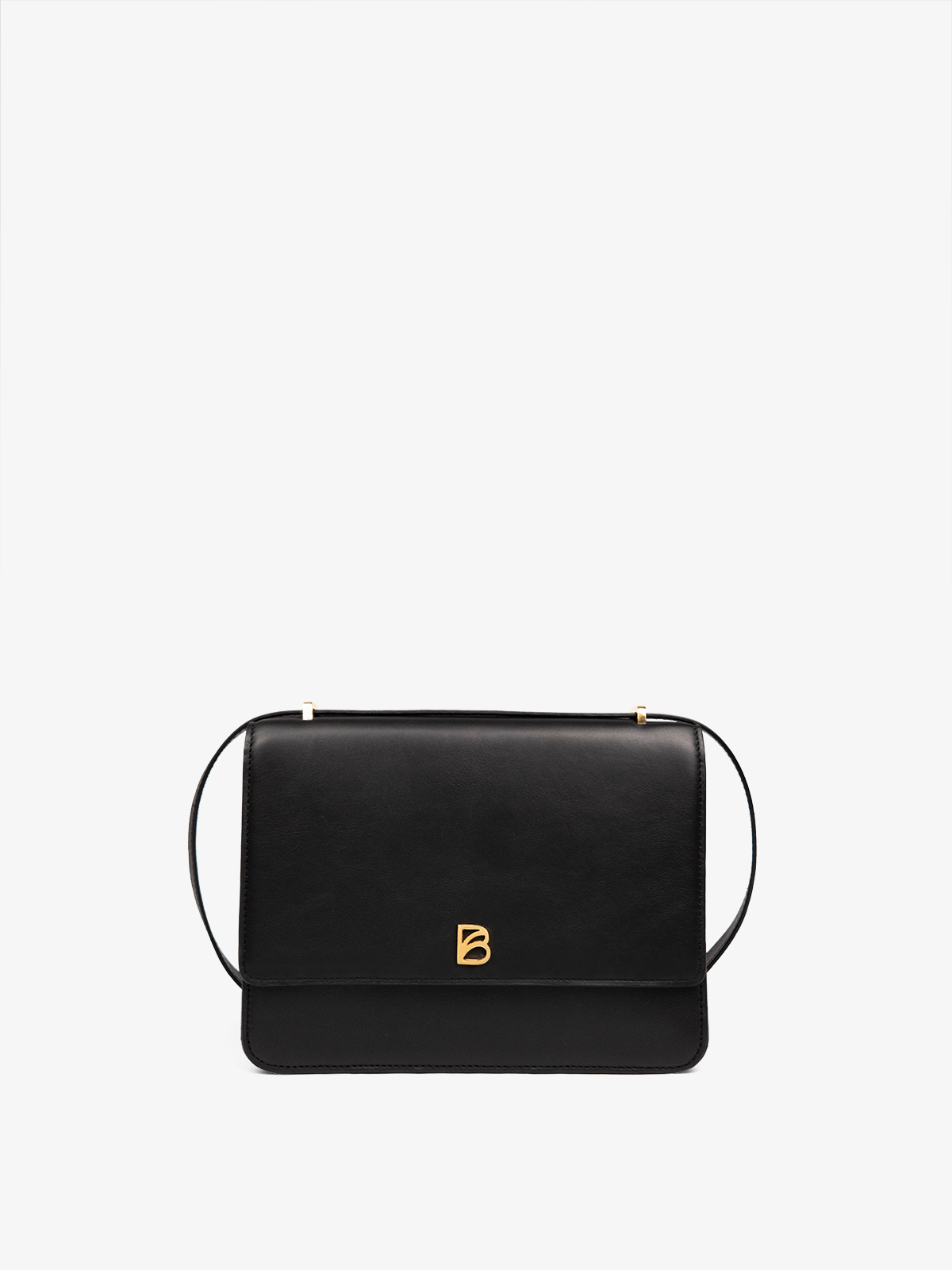 Cartera de cuero de calidad Bonatina, modelo Julia, tamaño mediana, color negro, vista de frente