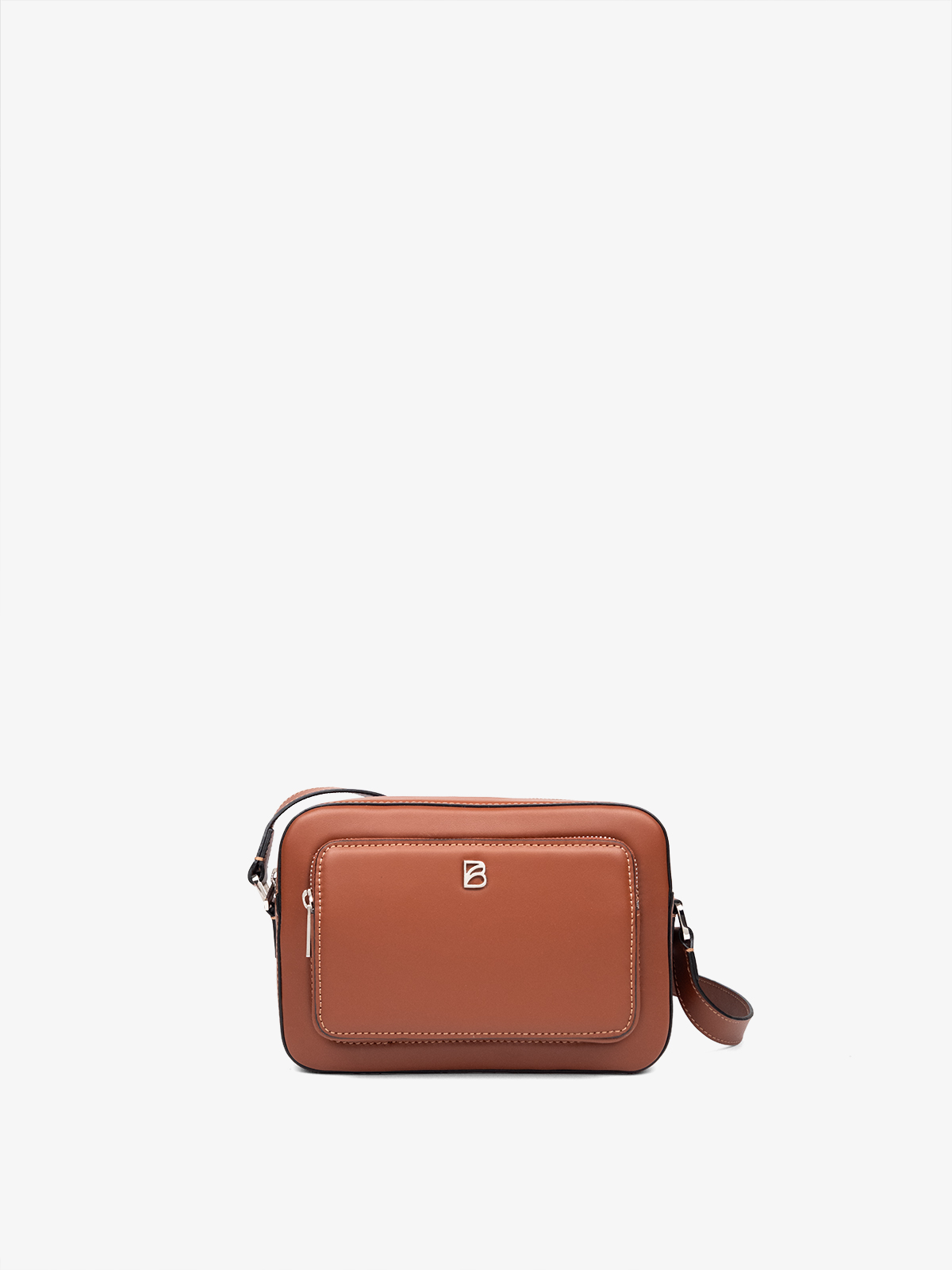Cartera elegante para mujer de cuero argentino Bonatina , modelo Jana, tamaño pequeño, en color suela, vista de frente