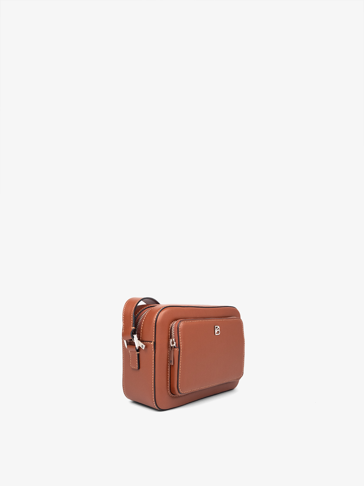 Cartera elegante para mujer de cuero argentino Bonatina, modelo Jana , tamaño pequeño, en color suela, vista oblicuo