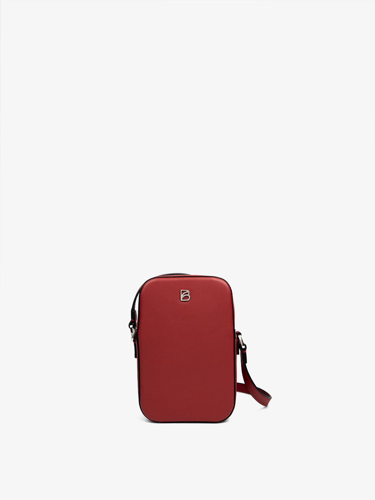 Cartera elegante para mujer de cuero argentino Bonatina ,modelo Paula ,tamaño mini, en color rojo, vista de frente