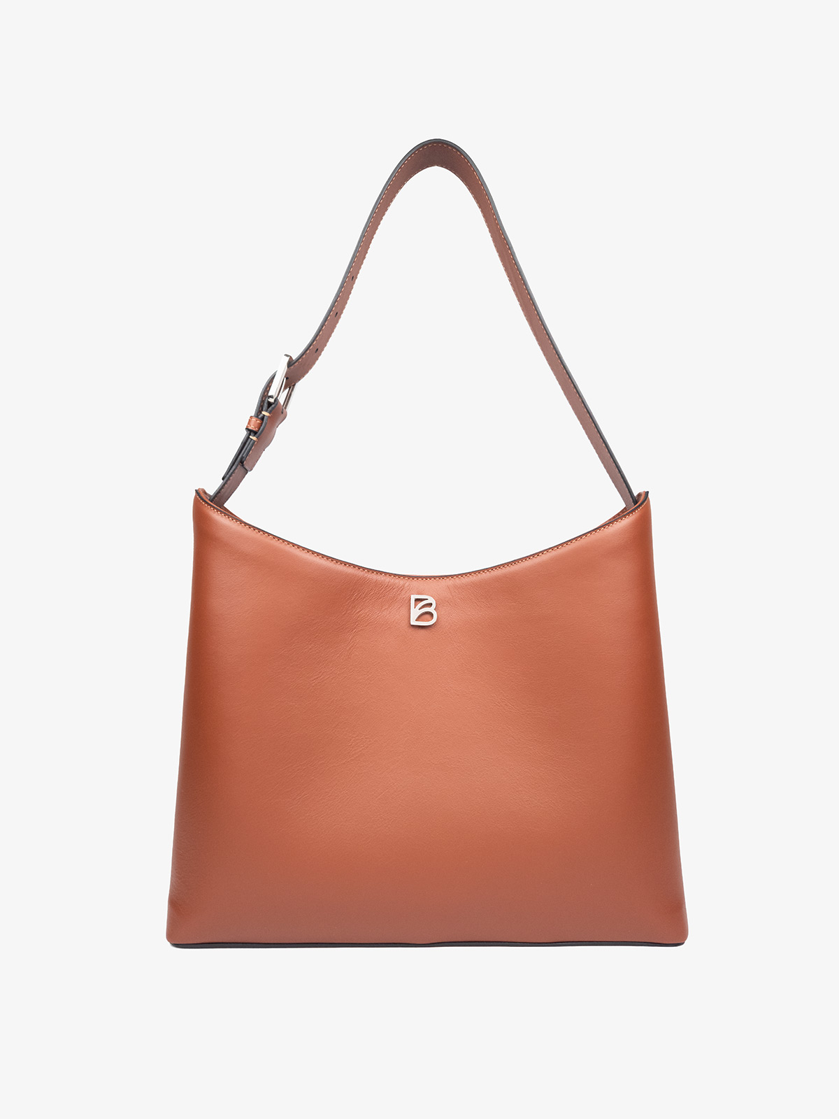 Cartera de cuero de calidad Bonatina,modelo Clara,tamaño grande,color suela,vista de frente