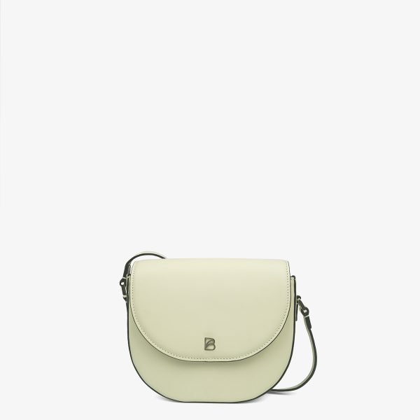 Cartera de cuero argentino Bonatina, modelo Emma, tamaño mini, color tiza, vista de frente