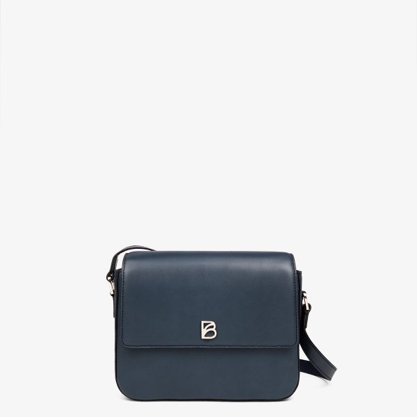 Cartera de cuero argentino Bonatina, modelo Martina, tamaño pequeño, color azul, vista frente