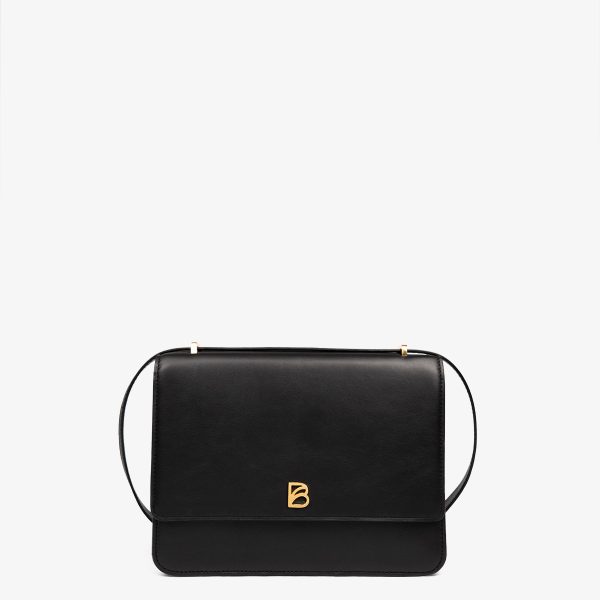 Cartera de cuero de calidad Bonatina, modelo Julia, tamaño mediana, color negro, vista de frente